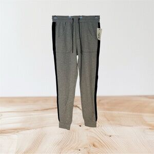 Gray and Black Joggers with Elastic Waistband and Tapered Fit